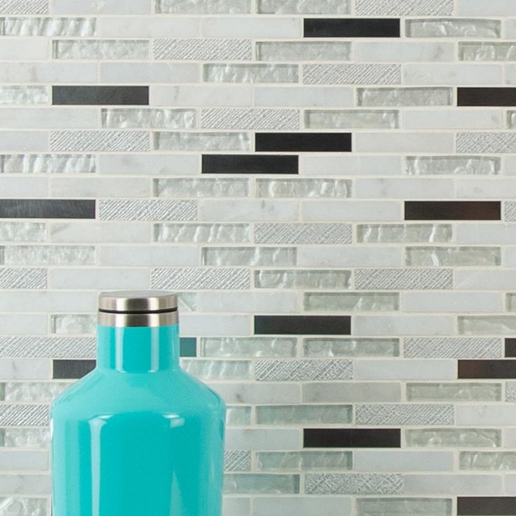 MSI Ocean Crest Brick 12 in. x 12 in. x 8 mm Glass Metal Stone Mesh-Mounted Mosaic Wall Tile (10 sq. ft. / case)