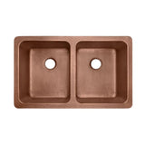 Moran Farmhouse Apron-Front Handmade Copper 36 in. 50/50 Double Bowl Kitchen Sink in Hammered Antique Copper