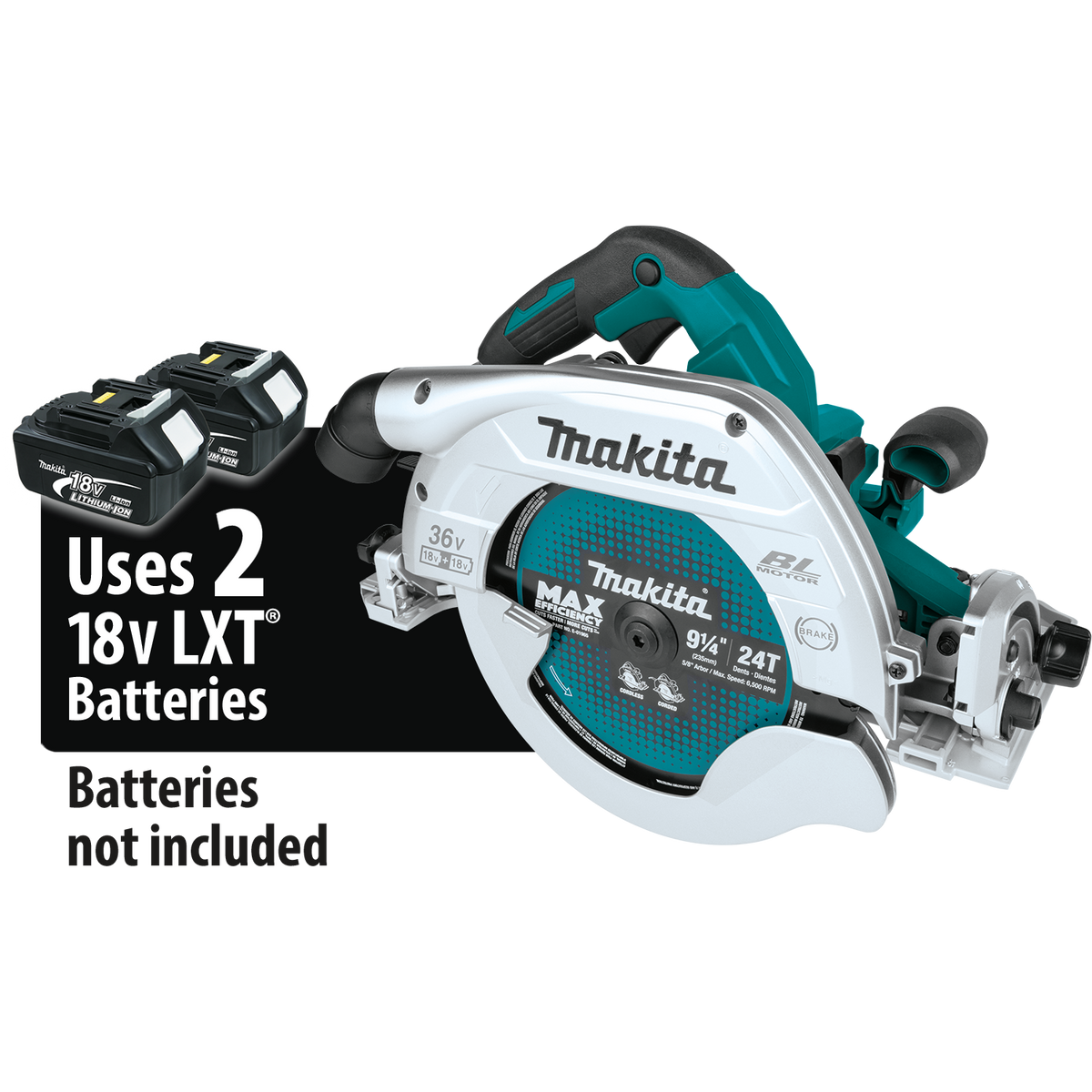 Makita 18V X2 LXT (36V) Brushless Cordless 9-1/4 in. Circular Saw with Guide Rail Compatible Base, Tool Only (XSH10Z)
