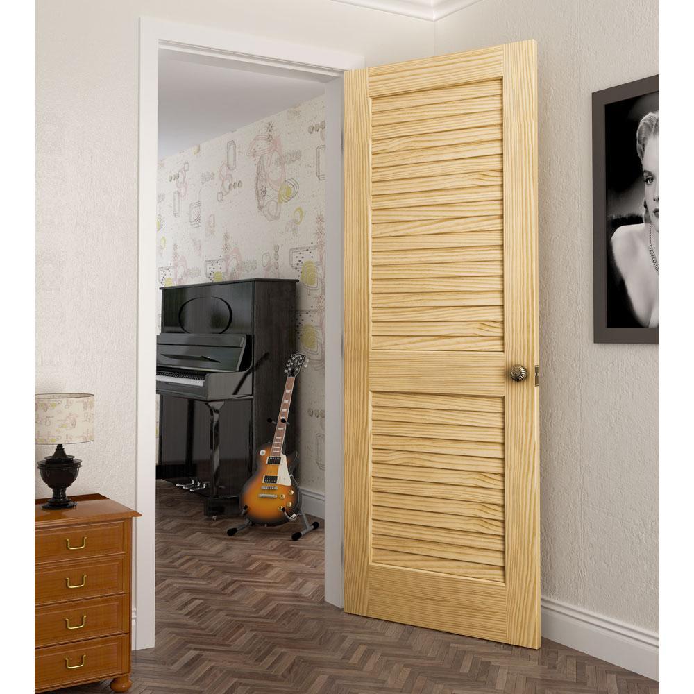 36 in. x 80 in. Unfinished Plantation Louver Louver Solid Core Wood Interior Door Slab - Super Arbor