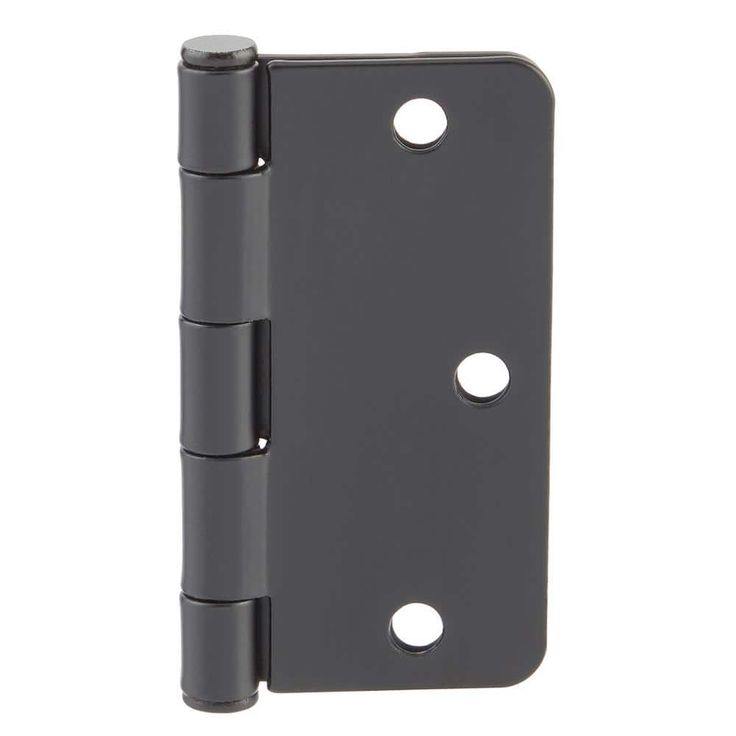 3-1/2 in. and 1/4 in. Radius Matte Black Smooth Action Hinge (3-Pack)