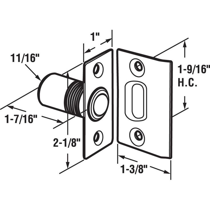11/16 in. Solid Brass Housing and Plates w/Steel Ball Catch and Inner Spring for Hinged Doors