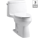Santa Rosa Comfort Height 1-Piece 1.28 GPF Compact Single Flush Elongated Toilet in White, Seat Included (3-Pack) - Super Arbor