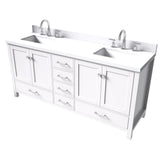 Cambridge 73 in. W x 22 in. D x 35 in. H Bath Vanity in White with Quartz Vanity Top in White with White Basin - Super Arbor