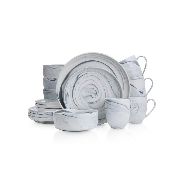 32-Piece Casual Gray Porcelain Dinnerware Set (Set for 8)