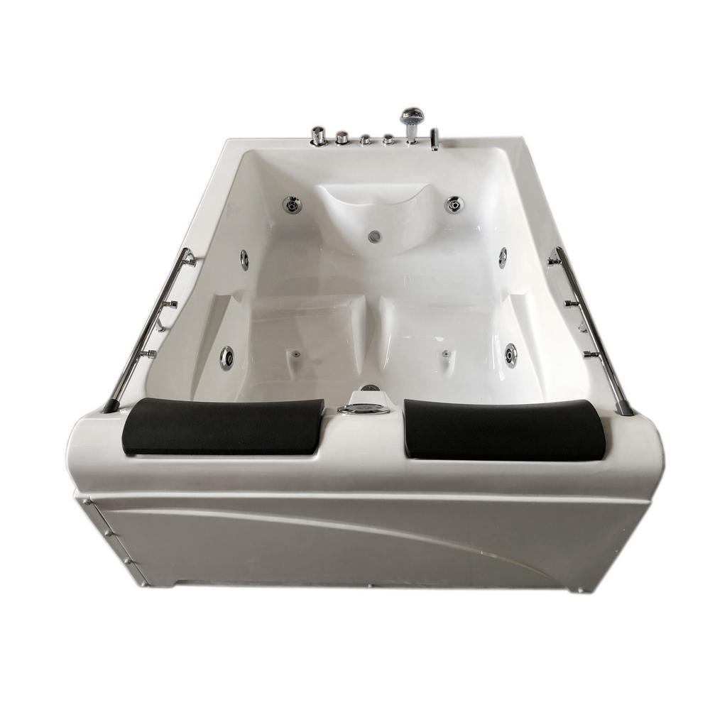 Lulu with heater 68 in. Acrylic Center Drain Corner Alcove Whirlpool Bathtub in White - Super Arbor