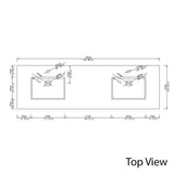 True 74 in. W Solid Surface Vessel Vanity Top in Matt White with Matt White Basin - Super Arbor