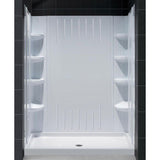 DreamLine QWALL-3 36 in. x 60 in. x 75-5/8 in. Standard Fit Shower Kit in White with Shower Base and Back Wall