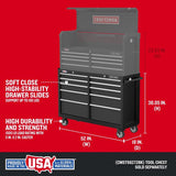 CRAFTSMAN 2000 Series 52-in W x 37.5-in H 10-Drawer Steel Rolling Tool Cabinet (Black)