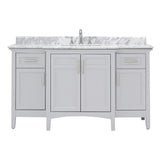 Sassy 42 in. W x 22 in. D Vanity in White with Marble Vanity Top in White with White Sink
