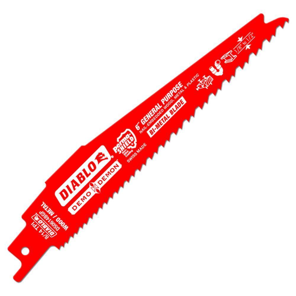6 in. 8/14 TPI Demo Demon General Purpose Reciprocating Saw Blade (5-Pack) - Super Arbor