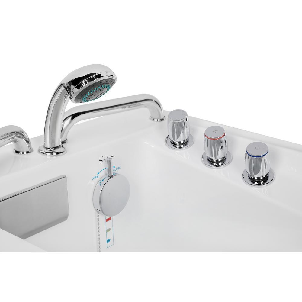 52.5 in. Left Side Walk-in Freestanding Bathtub Flatbottom Soaking SPA Tub in White - Super Arbor