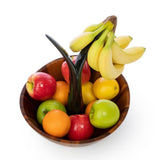 12 in. 250 fl. oz. Acacia Wood Fruit Bowl with Banana Stem