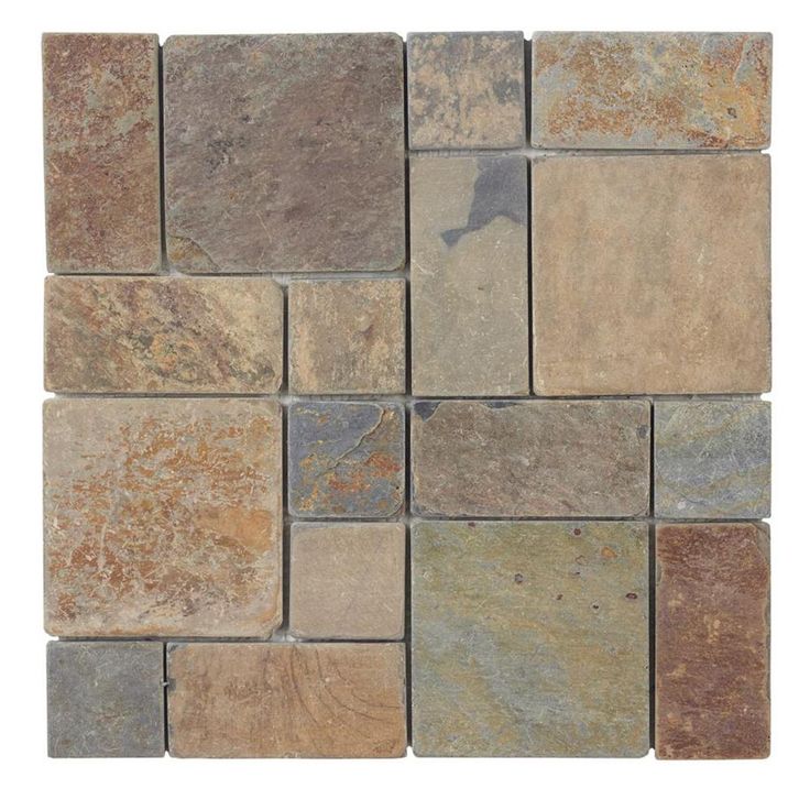 Jeffrey Court Rust Block Medley 11.75 in. x 11.75 in. x 11.5mm Slate Mosaic Floor and Wall Tile