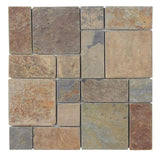 Jeffrey Court Rust Block Medley 11.75 in. x 11.75 in. x 11.5mm Slate Mosaic Floor and Wall Tile
