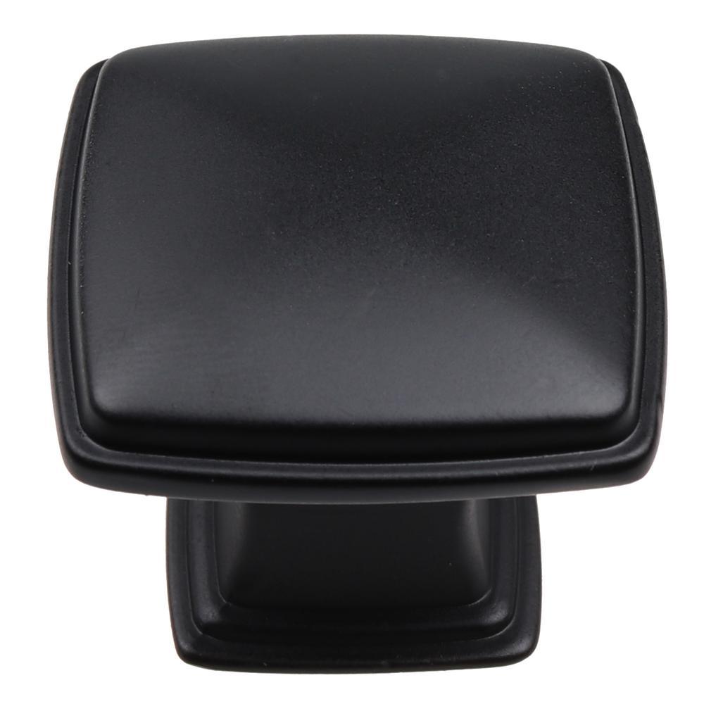 1-1/4 in. Matte Black Square Deco Cabinet Knobs (10-Pack) - Super Arbor