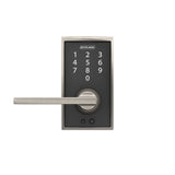 Century Touch Electronic Door Lock Deadbolt and Latitude Lever in Matte Black