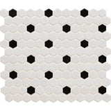 MSI Adelaide Hexagon Black and White Dot 10.16 in. x 11.71 in. Matte Porcelain Floor and Wall Mosaic Tile (12.45 sq. ft./Case)