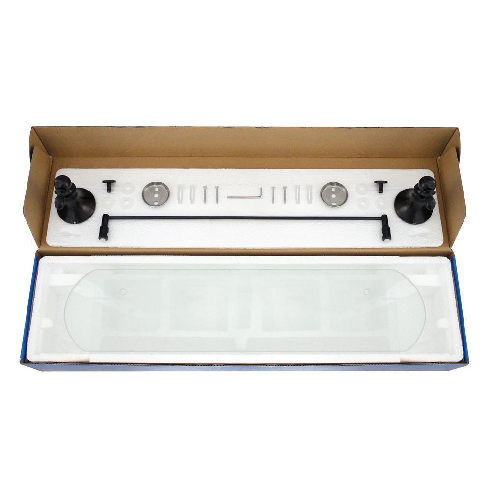 Antica 20 in. W Frosted Glass Shelf with Rail in Rubbed Bronze - Super Arbor