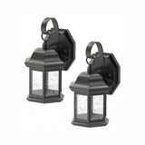 1-Light Bronze Outdoor Wall Lantern Sconce with Seeded Glass (2-Pack)