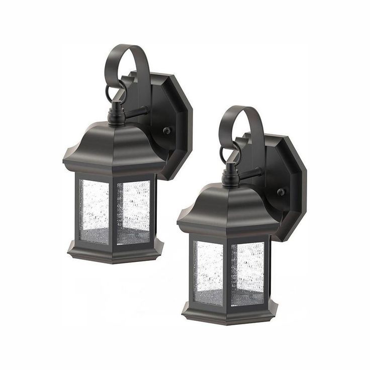 1-Light Bronze Outdoor Wall Lantern Sconce with Seeded Glass (2-Pack)