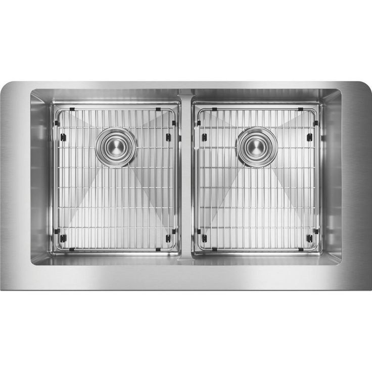 Crosstown Farmhouse/Apron-Front Stainless Steel 36 in. Double Bowl Kitchen Sink with Bottom Grids and Drains