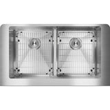 Crosstown Farmhouse/Apron-Front Stainless Steel 36 in. Double Bowl Kitchen Sink with Bottom Grids and Drains