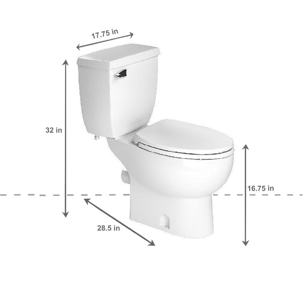 SaniAccess3 2-Piece 1.280 GPF Single Flush Elongated Toilet with .5 HP Macerating Pump in White - Super Arbor