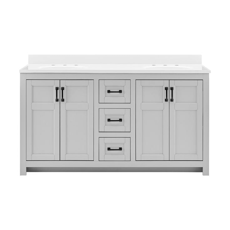 Style Selections Lowry 61-in Light Gray Double Sink Bathroom Vanity with White Acrylic Top