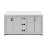Style Selections Lowry 61-in Light Gray Double Sink Bathroom Vanity with White Acrylic Top