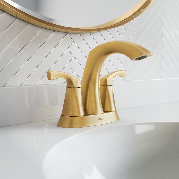 Moen Lindor Spot Resist Brushed Nickel 2-handle 4-in Centerset WaterSense Bathroom Sink Faucet with Drain