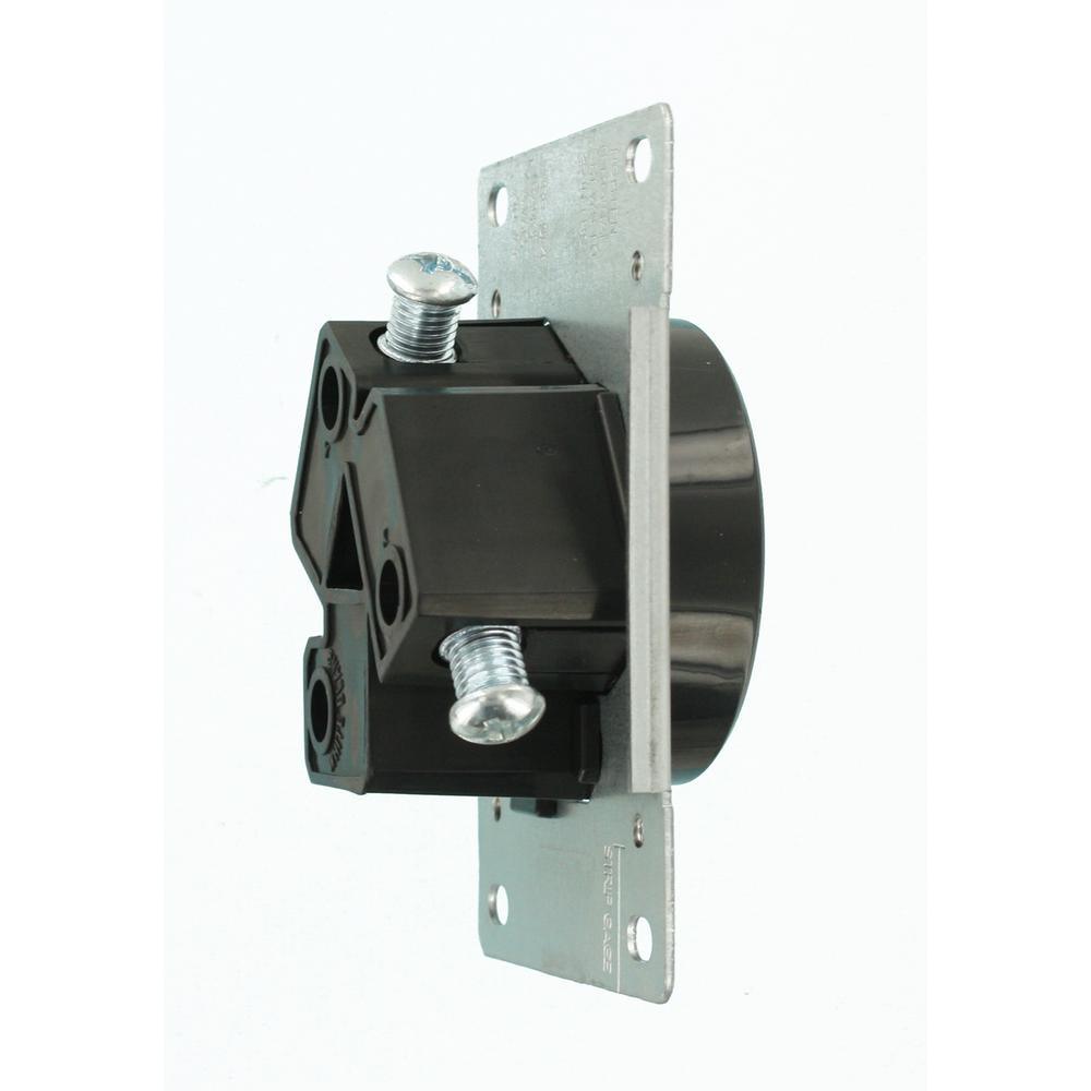 50 Amp 125/250-Volt Shallow Flush Mounted Single Outlet, Black - Super Arbor