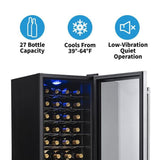 NewAir 27-Bottle Capacity Stainless Steel and Black Freestanding Wine Chiller