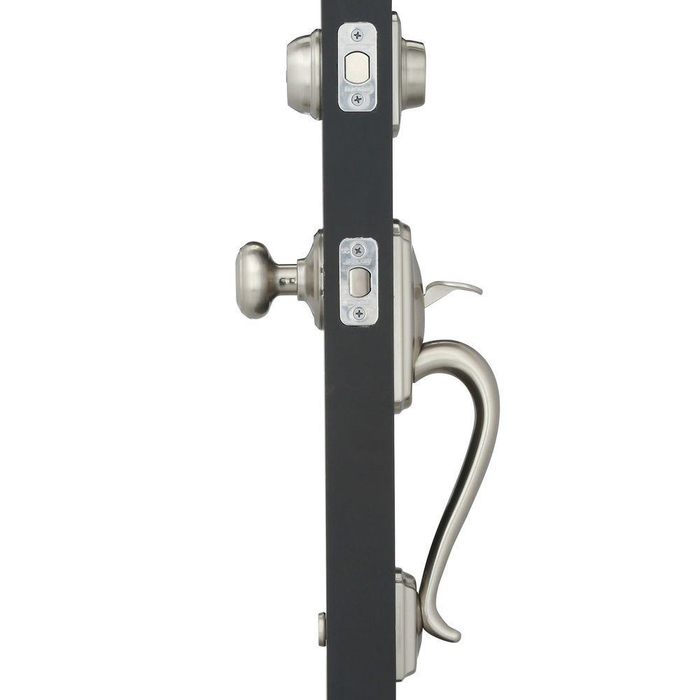 Camelot Satin Nickel Double Cylinder Deadbolt with Georgian Knob Door Handleset - Super Arbor