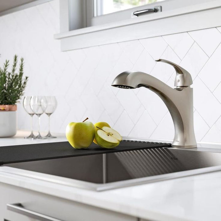 Kraus Oren Spot Free Stainless Steel 1-Handle Deck-Mount Pull-Out Handle Kitchen Faucet