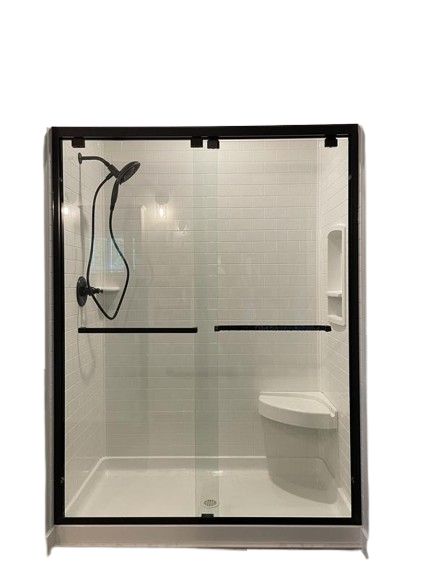 Encore 56 in. to 60 in. W x 76 in. H Sliding Semi-Frameless Shower Door in Matte Black by DreamLine