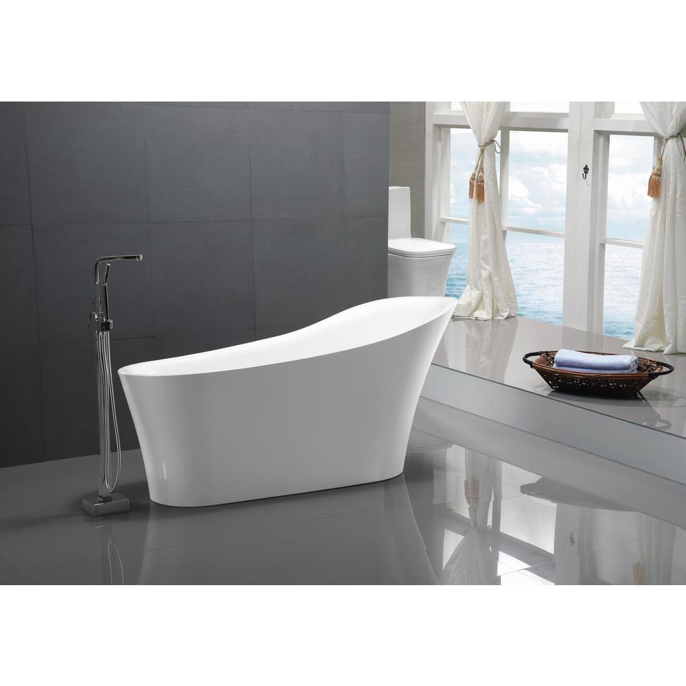 Maple 5.58 ft. Acrylic Flatbottom Non-Whirlpool Bathtub in White - Super Arbor