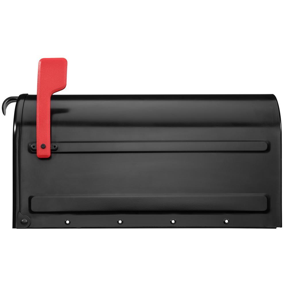 MB2 Post Mount Mailbox Black with Red Flag - Super Arbor