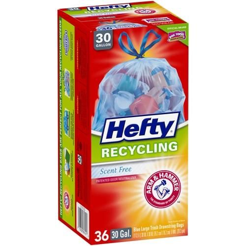 Hefty 36-Pack 30-Gallon Blue Outdoor Plastic Recycling Trash Bag