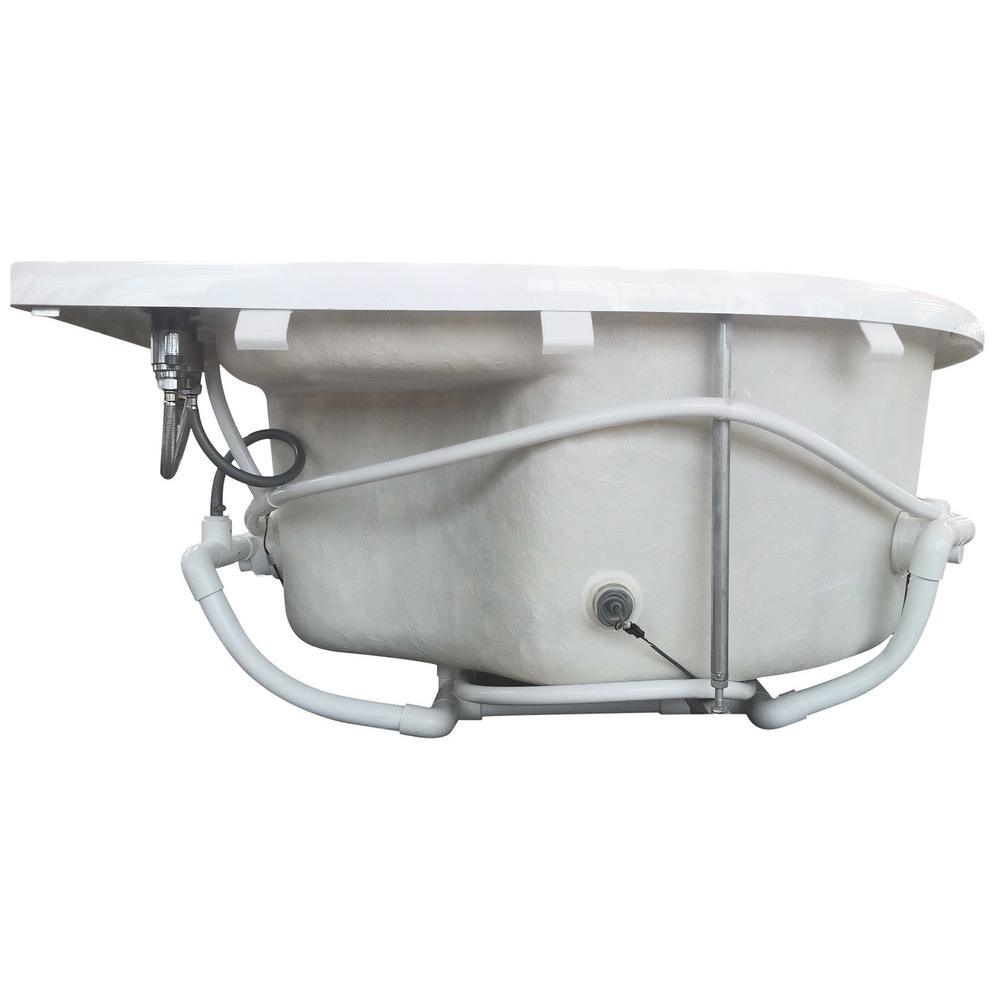 71 in. Acrylic Left Drain Corner Apron Front Whirlpool Bathtub in White - Super Arbor
