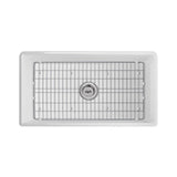 Fireclay 33 in. Single Bowl Apron-Front Farmhouse Kitchen Sink with Grid and Drain Assembly - Super Arbor