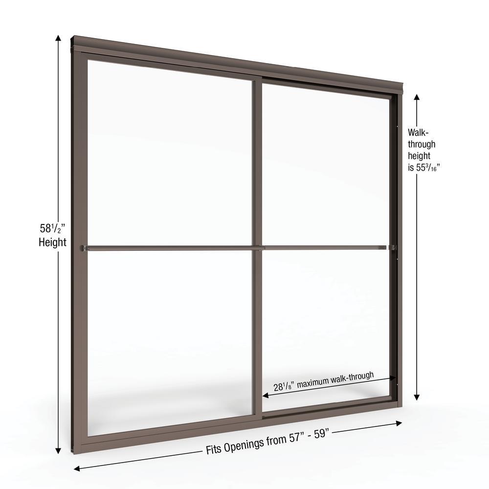 Deluxe 59 in. x 58-1/2 in. Clear Framed Sliding Tub Door in Oil Rubbed Bronze - Super Arbor