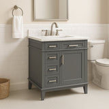 Home Decorators Collection Sonoma 36-Inch Pebble Gray Bathroom Vanity with Carrara Marble Top
