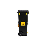 9-1/2 in. and 12-3/4 in. D (2-Tiered) Storage Toolbox with Foldable Auto-Locking Handle in Black - Super Arbor