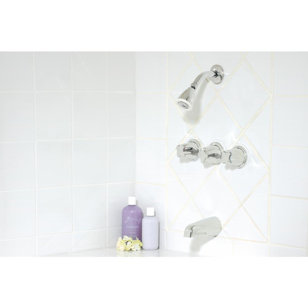 3-Handle 1-Spray Tub and Shower Faucet with Metal Verve Knob Handles in Polished Chrome (Valve Included) - Super Arbor
