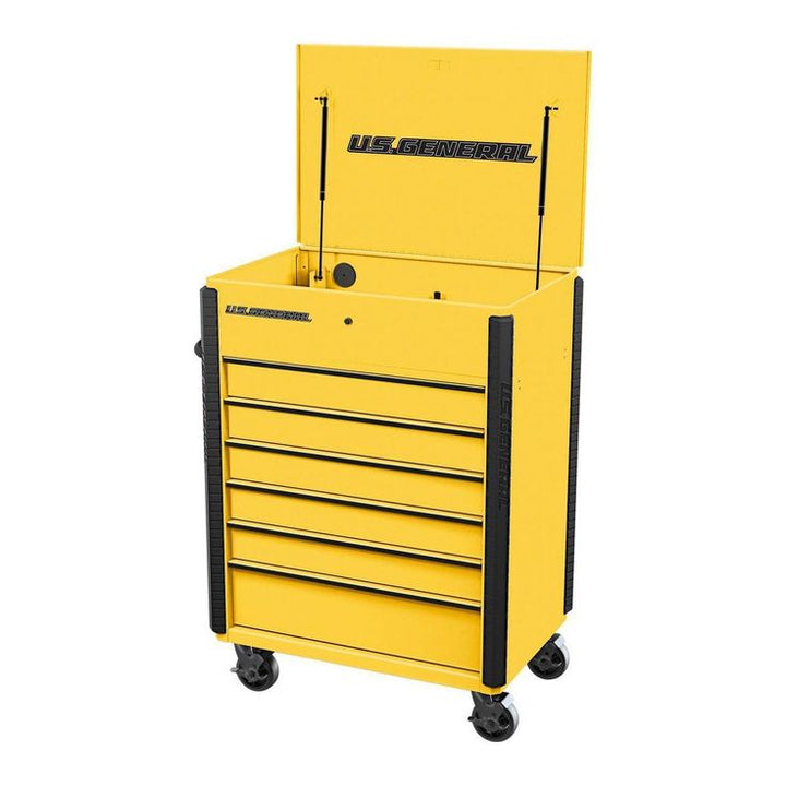 U.S. GENERAL 34 in., 6-Drawer, Full-Bank Service Cart, Yellow