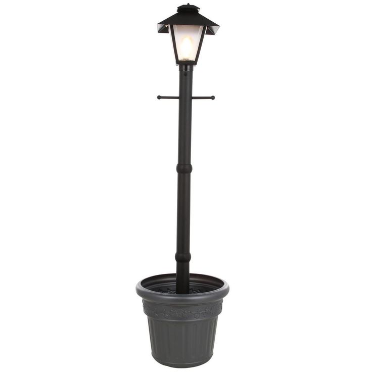 Cape Cod Plug-In Outdoor Black Post Lantern with Planter