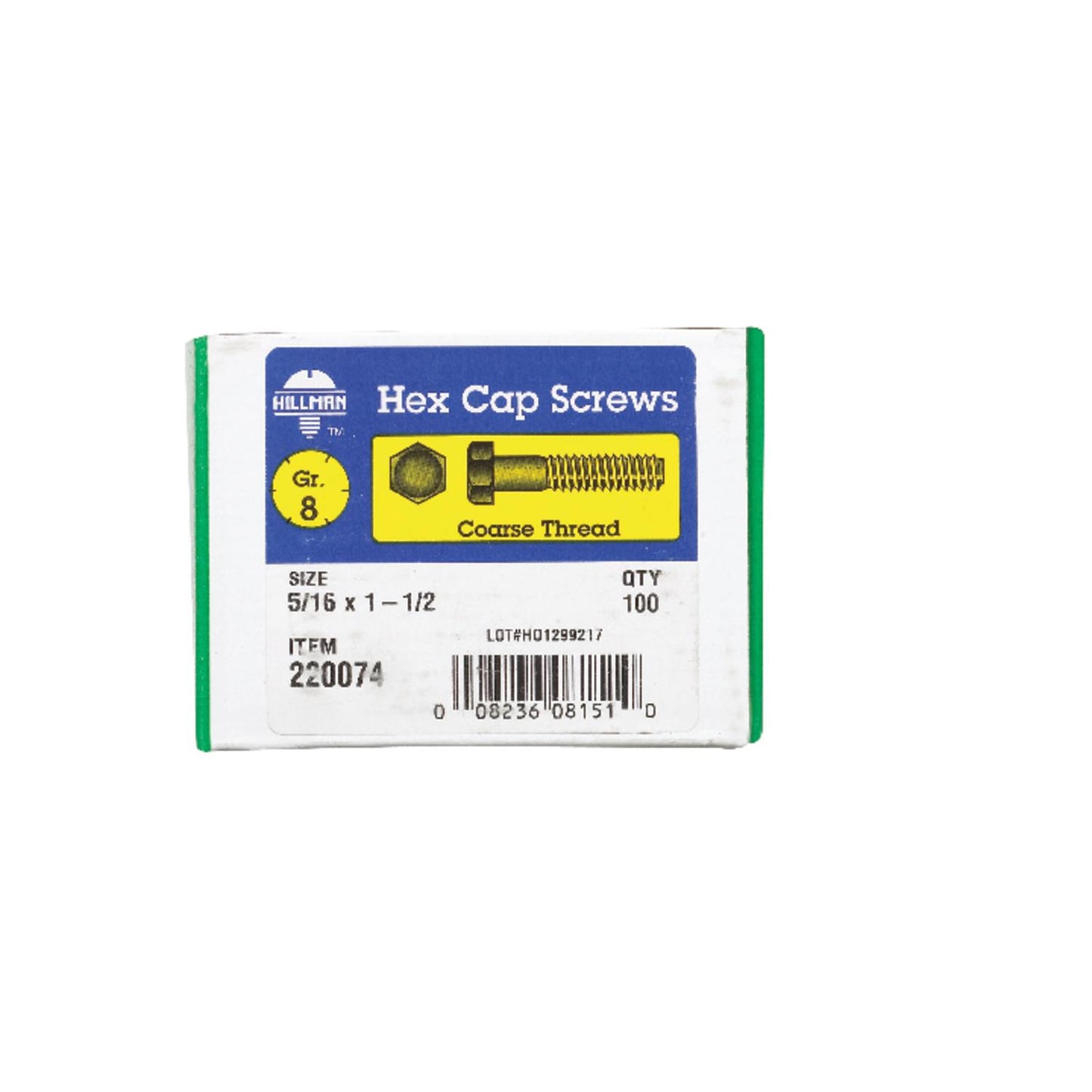Hillman 5/16 in. Diameter x 1-1/2 in. Length Grade 8 Heat-Treated Steel Hex Head Cap Screws, Coarse Thread (100-Pack)