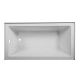 59.76 in. Left-Hand Acrylic Center Drain Rectangular Alcove Bathtub in White - Super Arbor