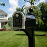 Brunswick Large, Steel, Post-Mount Mailbox, Black w/Brushed Nickel - Super Arbor